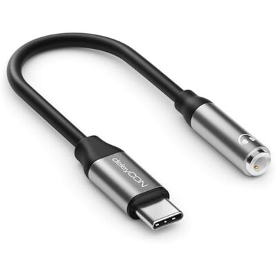 deleyCON USB-C a 3,5 mm Adaptador de áudio ALU DAC-Chip & TRRS USB Tipo-C conector para jack fêmea compatível com smartphone, tablet, auriculares, altifalante preto cinzento deleyCON USB-C a 3,5 mm Adaptador de áudio ALU DAC-Chip & TRRS USB Tipo-C conector para jack fêmea compatível com smartphone, tablet, auriculares, altifalante preto cinzento