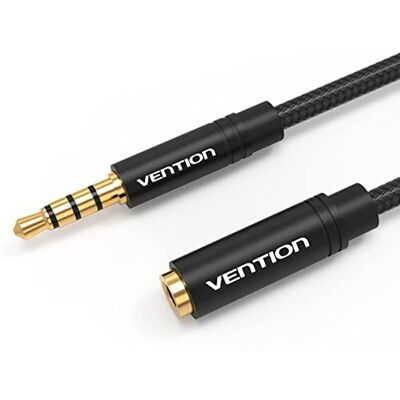 VENTION Cabo de áudio extensor jack de 3,5 mm macho a fêmea de extensão de 5 m, nylon trançado, conector banhado a ouro de 24 quilates, para auriculares, televisão, portátil, PS4, Xbox VENTION Cabo de áudio extensor jack de 3,5 mm macho a fêmea de extensão de 5 m, nylon trançado, conector banhado a ouro de 24 quilates, para auriculares, televisão, portátil, PS4, Xbox