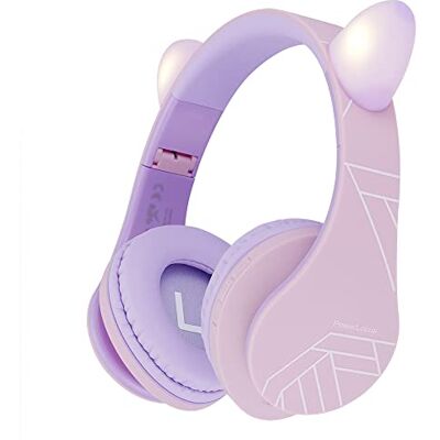 PowerLocus Auriculares para crianças, Auriculares Bluetooth para crianças, com volume limitado de 85DB, dobrável, com microfone, slot para Micro SD, auscultadores sem fios e com cabo, com estojo PowerLocus Auriculares para crianças, Auriculares Bluetooth para crianças, com volume limitado de 85DB, dobrável, com microfone, slot para Micro SD, auscultadores sem fios e com cabo, com estojo