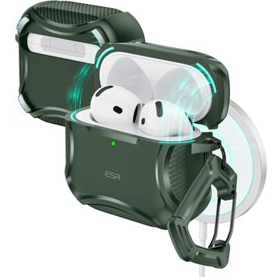 ESR Capa para AirPods 4 (2024), compatível com AirPods de 4.ª geração, compatível com MagSafe, forte proteção contra quedas, tampa magnética, série Cyber, verde Compatible con AirPods 4 (2024), Compatible con MagSafe, Protección contra Caídas, Tapa Magn ESR Capa para AirPods 4 (2024), compatível com AirPods de 4.ª geração, compatível com MagSafe, forte proteção contra quedas, tampa magnética, série Cyber, verde Compatible con AirPods 4 (2024), Compatible con MagSafe, Protección contra Caídas, Tapa Magn