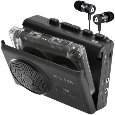 KLIM Reprodutor Cassette e gravador Cassette K9, portátil com altifalante integrado, microfone, entrada para auriculares, funciona com pilhas AA (incluídas) ou adaptador AC, auriculares incluídos KLIM Reprodutor Cassette e gravador Cassette K9, portátil com altifalante integrado, microfone, entrada para auriculares, funciona com pilhas AA (incluídas) ou adaptador AC, auriculares incluídos
