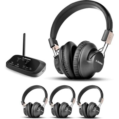 Avantree Quartet 2 Sistema de audição em grupo sem fios compatível com Bluetooth para TV, discoteca silenciosa, baixa latência e vozes claras Ligue vários auriculares ao telefone, PC, TV Avantree Quartet 2 Sistema de audição em grupo sem fios compatível com Bluetooth para TV, discoteca silenciosa, baixa latência e vozes claras Ligue vários auriculares ao telefone, PC, TV
