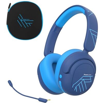PowerLocus Auscultadores para Crianças, Auscultadores Sem Fios Bluetooth com Redução Ativa de Ruído para Crianças, Volume Limitado 74/85/94dB, 70 Horas de Reprodução, Microfone Boom e Estojo para PowerLocus Auscultadores para Crianças, Auscultadores Sem Fios Bluetooth com Redução Ativa de Ruído para Crianças, Volume Limitado 74/85/94dB, 70 Horas de Reprodução, Microfone Boom e Estojo para