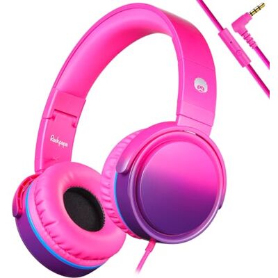 RockPapa Auriculares com cabo e microfone, auriculares dobráveis com faixa de cabeça, auriculares infantis com conector de áudio de 3,5 mm, para tablet/computador/telemóveis/MP3/4 CD/DVD-rosa RockPapa Auriculares com cabo e microfone, auriculares dobráveis com faixa de cabeça, auriculares infantis com conector de áudio de 3,5 mm, para tablet/computador/telemóveis/MP3/4 CD/DVD-rosa