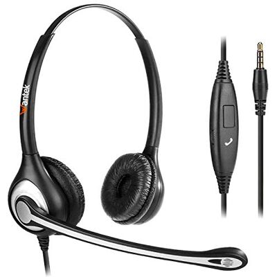 Wantek Auriculares com fio para PC capacetes leves On-Ear, microfone com cancelamento de ruído, jack de 3,5 mm para compatibilidade universal auriculares estéreo Wantek Auriculares com fio para PC capacetes leves On-Ear, microfone com cancelamento de ruído, jack de 3,5 mm para compatibilidade universal auriculares estéreo