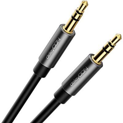 deleyCON 3,0 m Cabo de áudio estéreo AUX Jack 3,5 mm, cabo jack de áudio, conectores metálicos para telemóvel, smartphone, tablet, auriculares, recetor HiFi (extra fino e flexível) deleyCON 3,0 m Cabo de áudio estéreo AUX Jack 3,5 mm, cabo jack de áudio, conectores metálicos para telemóvel, smartphone, tablet, auriculares, recetor HiFi (extra fino e flexível)