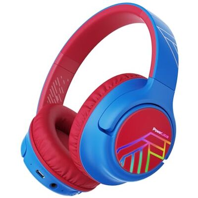 PowerLocus Auscultadores de cabeça para crianças, auscultadores Bluetooth sem fios, limite de volume de 74/85/94 dB, luzes LED coloridas, microfone, dobráveis, liga 2 auscultadores ao dispositivo PowerLocus Auscultadores de cabeça para crianças, auscultadores Bluetooth sem fios, limite de volume de 74/85/94 dB, luzes LED coloridas, microfone, dobráveis, liga 2 auscultadores ao dispositivo