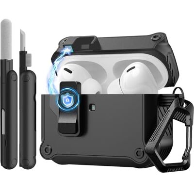 TiMOVO Capa para AirPods Pro 3 (2025) com clipe de segurança, capa rígida protetora antiquedas para Apple AirPod Pro de 3.ª geração, com gancho de escalada e kit de limpeza, preto TiMOVO Capa para AirPods Pro 3 (2025) com clipe de segurança, capa rígida protetora antiquedas para Apple AirPod Pro de 3.ª geração, com gancho de escalada e kit de limpeza, preto