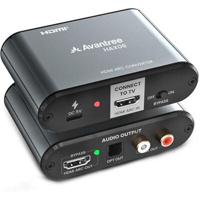 Avantree HAX06 Extrator de áudio HDMI ARC com passthrough para TV, barra de som e auriculares em uso simultâneo, saídas óticas e RCA Avantree HAX06 Extrator de áudio HDMI ARC com passthrough para TV, barra de som e auriculares em uso simultâneo, saídas óticas e RCA