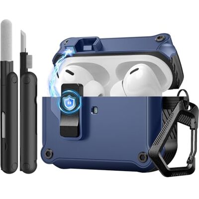 TiMOVO Capa para AirPods Pro 3 (2025) com clipe de segurança, azul preto TiMOVO Capa para AirPods Pro 3 (2025) com clipe de segurança, azul preto
