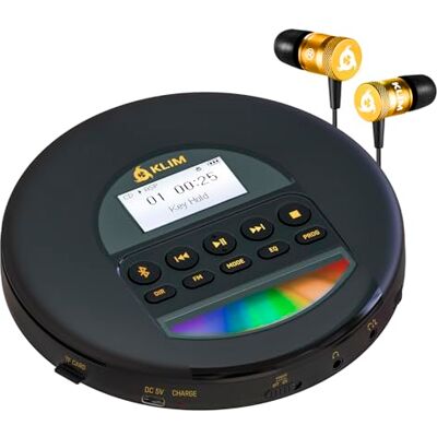 KLIM Nomad Reproductor CD Portátil, Batería de Larga Duración, Radio FM Incluye Auriculares, Bluetooth, Lector de Tarjetas 32 GB, Chip Antisalto, Compatible con CD-R, CD-RW y MP3, Oro KLIM Nomad Reproductor CD Portátil, Batería de Larga Duración, Radio FM Incluye Auriculares, Bluetooth, Lector de Tarjetas 32 GB, Chip Antisalto, Compatible con CD-R, CD-RW y MP3, Oro
