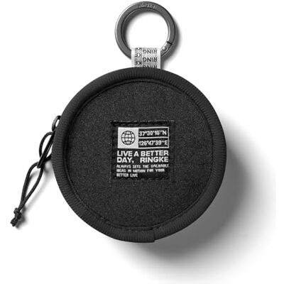Ringke Mini Pouch Tambourine Bag compatível com capa Airpods Pro 2 / Pro / 4/3 / 2/1, capa para Samsung Galaxy Buds, bolsa duradoura portátil leve com mosquetão Black Ringke Mini Pouch Tambourine Bag compatível com capa Airpods Pro 2 / Pro / 4/3 / 2/1, capa para Samsung Galaxy Buds, bolsa duradoura portátil leve com mosquetão Black