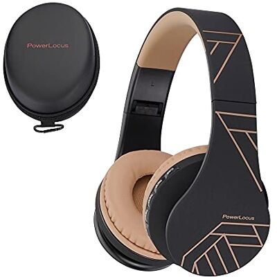 PowerLocus P1 – Auscultadores Bluetooth sem fios de diadema, com som estéreo, com conexão Bluetooth sem fios e cabo de áudio para telemóvel, PC, tablet Preto/Marrom PowerLocus P1 – Auscultadores Bluetooth sem fios de diadema, com som estéreo, com conexão Bluetooth sem fios e cabo de áudio para telemóvel, PC, tablet Preto/Marrom