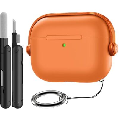 TiMOVO Capa para AirPods Pro 3 (2025) com fecho de segurança, capa rígida, design musical, capa protetora para Apple AirPods Pro de 3.ª geração, com kit de limpeza e porta-chaves, laranja TiMOVO Capa para AirPods Pro 3 (2025) com fecho de segurança, capa rígida, design musical, capa protetora para Apple AirPods Pro de 3.ª geração, com kit de limpeza e porta-chaves, laranja