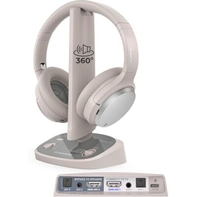 Avantree Crescendo 3D – Auriculares sem fios televisão com som envolvente Barra de som HDMI e auriculares juntos, adiciona mais auriculares, diálogo claro, bateria de 60 horas, ANC Avantree Crescendo 3D – Auriculares sem fios televisão com som envolvente Barra de som HDMI e auriculares juntos, adiciona mais auriculares, diálogo claro, bateria de 60 horas, ANC