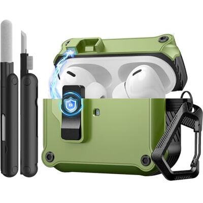 TiMOVO Capa para AirPods Pro 3 (2025) com clipe de segurança, verde + preto TiMOVO Capa para AirPods Pro 3 (2025) com clipe de segurança, verde + preto