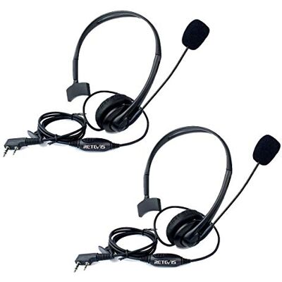 Retevis Auricular diadema com microfone PTT 2 pinos pinos, compatível com Walkie Talkie RT24 RT27 RT5R RT617 RT618 RT619 Baofeng BF-888S Kenwood Proster T0036X2 (1 par) Retevis Auricular diadema com microfone PTT 2 pinos pinos, compatível com Walkie Talkie RT24 RT27 RT5R RT617 RT618 RT619 Baofeng BF-888S Kenwood Proster T0036X2 (1 par)