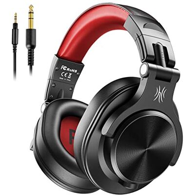 OneOdio Auriculares para prender na orelha, auscultadores DJ com fio, auscultadores HiFi de estúdio com porta compartilhada para monitor de gravação AMP de guitarra de piano e-drum (Vermelho) OneOdio Auriculares para prender na orelha, auscultadores DJ com fio, auscultadores HiFi de estúdio com porta compartilhada para monitor de gravação AMP de guitarra de piano e-drum (Vermelho)