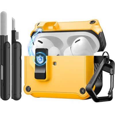 TiMOVO Capa para AirPods Pro 3 (2025) com clipe de segurança, amarelo TiMOVO Capa para AirPods Pro 3 (2025) com clipe de segurança, amarelo