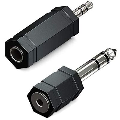 deleyCON Conjunto de 2 adaptadores de áudio estéreo Jack 1 x 3,5 mm 1 x 6,3 mm Gender Changer adaptadores HiFi para recetor cinema em casa auriculares deleyCON Conjunto de 2 adaptadores de áudio estéreo Jack 1 x 3,5 mm 1 x 6,3 mm Gender Changer adaptadores HiFi para recetor cinema em casa auriculares