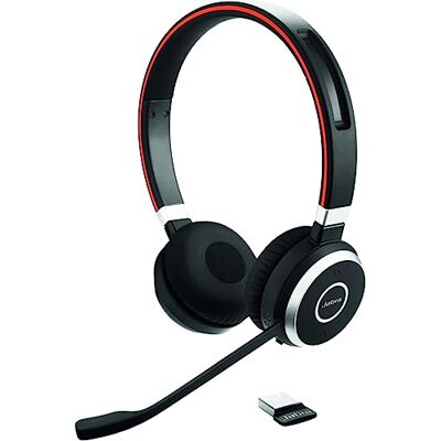 Jabra Evolve 65 SE Auriculares estéreo sem fios, Bluetooth, microfone com cancelamento de ruído, bateria de longa duração, conectividade dupla, certificado MS Teams, compatível com outras Jabra Evolve 65 SE Auriculares estéreo sem fios, Bluetooth, microfone com cancelamento de ruído, bateria de longa duração, conectividade dupla, certificado MS Teams, compatível com outras