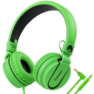 RockPapa Auriculares On-Ear, Auriculares com Cabo e Microfone, Leves, Confortáveis e Dobráveis Fones de Ouvido para Crianças, Estudantes, Adolescentes, para PC/Mac/portátil/telefone/DVD Verde Preto RockPapa Auriculares On-Ear, Auriculares com Cabo e Microfone, Leves, Confortáveis e Dobráveis Fones de Ouvido para Crianças, Estudantes, Adolescentes, para PC/Mac/portátil/telefone/DVD Verde Preto