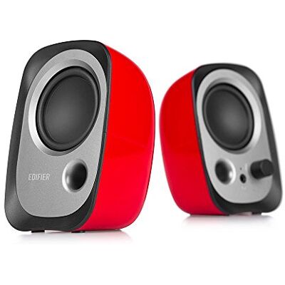 Edifier R12U – Conjunto de altifalantes com ligação para auriculares e controlo de volume integrado. Cor vermelha. Edifier R12U – Conjunto de altifalantes com ligação para auriculares e controlo de volume integrado. Cor vermelha.