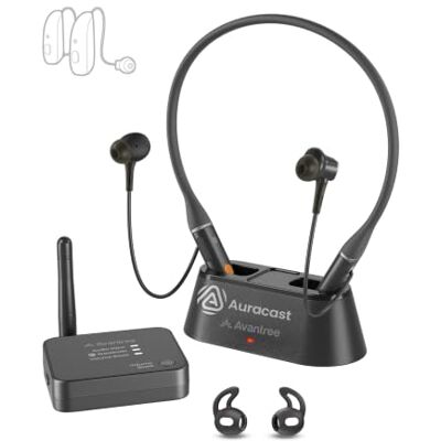 Avantree Aura Loop Auracast Auriculares TV sem fios com voz clara Avantree Aura Loop Auracast Auriculares TV sem fios com voz clara