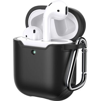 JETech Capa para AirPods 2/1, com porta-chaves, preto Material de PC e TPU, capa de proteção anti-impactos JETech Capa para AirPods 2/1, com porta-chaves, preto Material de PC e TPU, capa de proteção anti-impactos