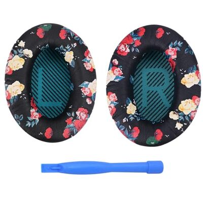 MMOBIEL Almofadas de substituição para Bose QuietComfort 35 (QC35)/Bose Quiet Comfort 35 II (QC35 II) Over-ear auriculares de Protein PU almofada auriculares capacetes almofadas estampado de flores MMOBIEL Almofadas de substituição para Bose QuietComfort 35 (QC35)/Bose Quiet Comfort 35 II (QC35 II) Over-ear auriculares de Protein PU almofada auriculares capacetes almofadas estampado de flores