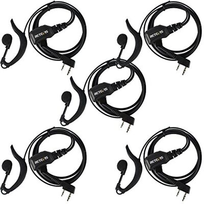 Retevis R111 Walkie Talkie auriculares com micro 2 pinos pinos, compatível com Walkie Talkie RT24 RT27 RT15 RT617 RT618 RT619 Baofeng BF-888S Kenwood (5 unidades) Retevis R111 Walkie Talkie auriculares com micro 2 pinos pinos, compatível com Walkie Talkie RT24 RT27 RT15 RT617 RT618 RT619 Baofeng BF-888S Kenwood (5 unidades)