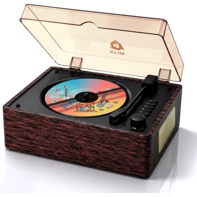 KLIM Heritage Leitor de CD Bluetooth para casa, USB, AUX Design retro efeito de madeira, saída ótica, entrada auriculares, controlos simples com anúncios por voz, adaptador incluído KLIM Heritage Leitor de CD Bluetooth para casa, USB, AUX Design retro efeito de madeira, saída ótica, entrada auriculares, controlos simples com anúncios por voz, adaptador incluído