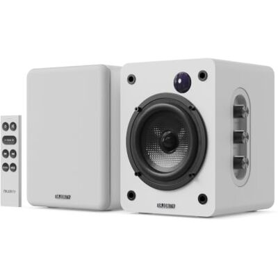 MAJORITY D50X Altifalantes ativos 2.0 de 60 W para PC com Bluetooth 5.3 Altifalantes HiFi de estante com HDMI ARC e AUX, monitores de estúdio com chassis de fibra de carbono (branco) MAJORITY D50X Altifalantes ativos 2.0 de 60 W para PC com Bluetooth 5.3 Altifalantes HiFi de estante com HDMI ARC e AUX, monitores de estúdio com chassis de fibra de carbono (branco)