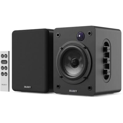 MAJORITY D50X Altifalantes ativos 2.0 de 60 W para PC com Bluetooth 5.3 Altifalantes HiFi de estante com HDMI ARC e AUX, monitores de estúdio com chassis de fibra de carbono (preto) MAJORITY D50X Altifalantes ativos 2.0 de 60 W para PC com Bluetooth 5.3 Altifalantes HiFi de estante com HDMI ARC e AUX, monitores de estúdio com chassis de fibra de carbono (preto)