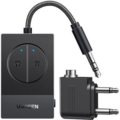 UGREEN Transmissor Bluetooth 5,4 para TV Avião Aux 3,5 mm adaptador transmissor Bluetooth áudio para auriculares altifalantes UGREEN Transmissor Bluetooth 5,4 para TV Avião Aux 3,5 mm adaptador transmissor Bluetooth áudio para auriculares altifalantes