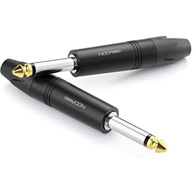 deleyCON Adaptador de áudio tomada jack 6,3 mm mono confiável, tomada TS 6,35 mm para conector bruto para cabos e dispositivos, alto-falante, microfone, misturador, instrumentos musicais deleyCON Adaptador de áudio tomada jack 6,3 mm mono confiável, tomada TS 6,35 mm para conector bruto para cabos e dispositivos, alto-falante, microfone, misturador, instrumentos musicais