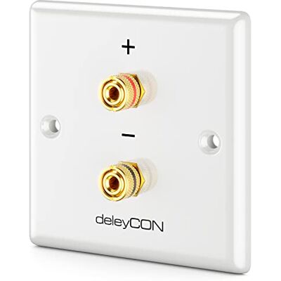 deleyCON Tomada de conexão tomada de parede altifalantes multimédia placa de parede com tomadas tipo banana para 1 altifalante (vermelho / preto) sistemas de som Hi-Fi surround e cinema em casa deleyCON Tomada de conexão tomada de parede altifalantes multimédia placa de parede com tomadas tipo banana para 1 altifalante (vermelho / preto) sistemas de som Hi-Fi surround e cinema em casa