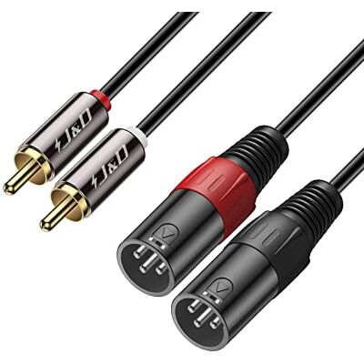 J&D Cabo de 2 RCA a XLR Macho, duplo XLR a RCA macho de cabo de interconexão para alto-falante, amplificadores, sistemas de áudio estéreo HiFi, 4,5 metros J&D Cabo de 2 RCA a XLR Macho, duplo XLR a RCA macho de cabo de interconexão para alto-falante, amplificadores, sistemas de áudio estéreo HiFi, 4,5 metros