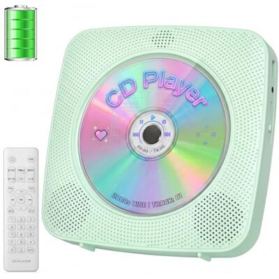 Gueray Leitor de CD portátil com Bluetooth e rádio verde Leitor de CD doméstico com altifalantes, bateria de 1800 mAh comando à distância capa anti-pó removível com USB AUX Gueray Leitor de CD portátil com Bluetooth e rádio verde Leitor de CD doméstico com altifalantes, bateria de 1800 mAh comando à distância capa anti-pó removível com USB AUX