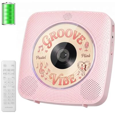 Gueray Leitor de CD portátil com Bluetooth e rádio rosa Leitor de CD doméstico com altifalantes, bateria de 1800 mAh comando à distância capa anti-pó removível com USB AUX Gueray Leitor de CD portátil com Bluetooth e rádio rosa Leitor de CD doméstico com altifalantes, bateria de 1800 mAh comando à distância capa anti-pó removível com USB AUX