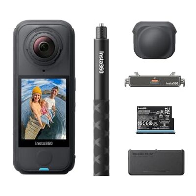 Insta360 Pacote básico de X4 Air: câmara de 165 g com resolução 8K e 360°, efeito Selfie Stick invisível, lentes substituíveis, gravação primeiro e enquadra depois, anti-vento integrado, FlowState Insta360 Pacote básico de X4 Air: câmara de 165 g com resolução 8K e 360°, efeito Selfie Stick invisível, lentes substituíveis, gravação primeiro e enquadra depois, anti-vento integrado, FlowState