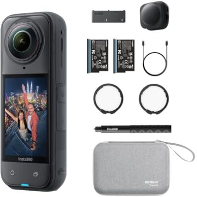 Insta360 Essential Pack X5: 8 K Câmara impermeável de 360 º, líder de luz baixa, invisível Selfie Stick Effect, Hard and Replaceable Lens, 3 h Battery, Built-in Anti-Wind Insta360 Essential Pack X5: 8 K Câmara impermeável de 360 º, líder de luz baixa, invisível Selfie Stick Effect, Hard and Replaceable Lens, 3 h Battery, Built-in Anti-Wind