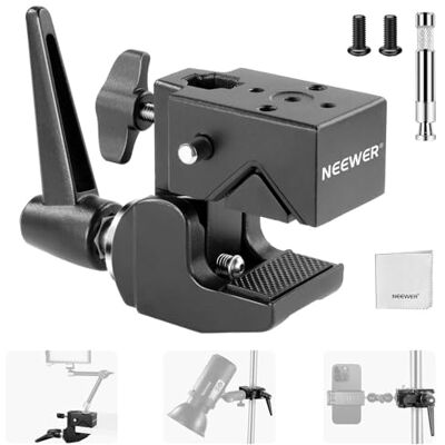 Neewer Heavy Duty Super Clamp MAX carregamento 33 lb/15 kg, 2,4" Jaw Grip Crab Clamp Mount para barra redonda superfície plana com 5/8" Stud/Spring Lock/pano de limpeza para fotografia de estúdio luz de Neewer Heavy Duty Super Clamp MAX carregamento 33 lb/15 kg, 2,4" Jaw Grip Crab Clamp Mount para barra redonda superfície plana com 5/8" Stud/Spring Lock/pano de limpeza para fotografia de estúdio luz de