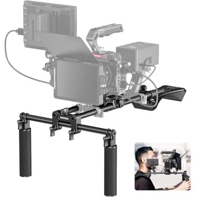 Neewer Equipamento de ombro Mount Video Rig para câmara DSLR e câmara de vídeo arca libertação, alças duplas 15 mm haste (16"/40 cm), estabilizador de vídeo para cinema compatível com SmallRig Follow Focus, SR007 Neewer Equipamento de ombro Mount Video Rig para câmara DSLR e câmara de vídeo arca libertação, alças duplas 15 mm haste (16"/40 cm), estabilizador de vídeo para cinema compatível com SmallRig Follow Focus, SR007