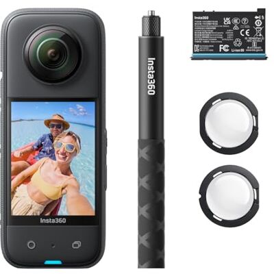 Insta360 X3 Starter-Bundle Câmara de ação impermeável de 360° com sensor de 1,27 cm (1/2 polegadas), 5,7 K 360°, fotos de 72 MP a 360°, estabilização, ecrã táctil de 5,8 cm (2,29 polegadas Insta360 X3 Starter-Bundle Câmara de ação impermeável de 360° com sensor de 1,27 cm (1/2 polegadas), 5,7 K 360°, fotos de 72 MP a 360°, estabilização, ecrã táctil de 5,8 cm (2,29 polegadas