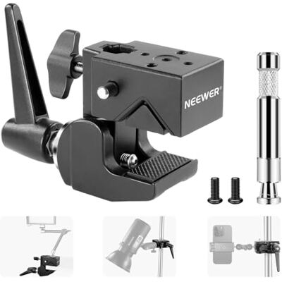 Neewer Super Clamp com Parafuso de 5/8", Bloqueio de Mola, Garra de 6cm, Abraçadeira de Haste de Caranguejo Resistente, para Câmera de Estúdio, Fotografia e Montagem de Iluminação, Carga Máxima 15kg Neewer Super Clamp com Parafuso de 5/8", Bloqueio de Mola, Garra de 6cm, Abraçadeira de Haste de Caranguejo Resistente, para Câmera de Estúdio, Fotografia e Montagem de Iluminação, Carga Máxima 15kg