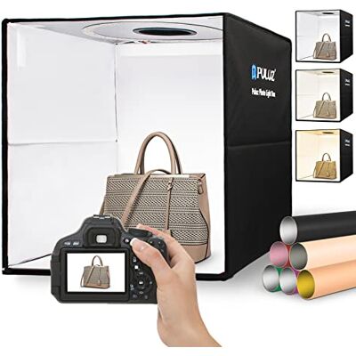 PULUZ Caixa para fotos com luz de 40 cm, caixa de luzes portátil de kit de caixa de luz com 160 luzes LED reguláveis de 3 temperaturas de cor e 12 fundos fotográficos para fotografia de produtos PULUZ Caixa para fotos com luz de 40 cm, caixa de luzes portátil de kit de caixa de luz com 160 luzes LED reguláveis de 3 temperaturas de cor e 12 fundos fotográficos para fotografia de produtos