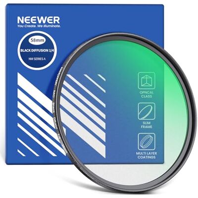 Neewer Filtro de transmissão preto de 58 mm de 1/4 com efeito cinematográfico nebuloso, vidro ótico ultra fino com vários revestimentos nano para vídeo, Vlog e fotografia de retrato Neewer Filtro de transmissão preto de 58 mm de 1/4 com efeito cinematográfico nebuloso, vidro ótico ultra fino com vários revestimentos nano para vídeo, Vlog e fotografia de retrato