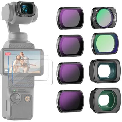 NEEWER Conjunto de 6 filtros ND compatíveis com dji Osmo Pocket 3 / Pocket 4 / Xtra Muse, ND16 ND32 ND64 ND256 CPL filtro preto difusão 1/4 com lente grande angular 0,75X, 2 lentes macras NEEWER Conjunto de 6 filtros ND compatíveis com dji Osmo Pocket 3 / Pocket 4 / Xtra Muse, ND16 ND32 ND64 ND256 CPL filtro preto difusão 1/4 com lente grande angular 0,75X, 2 lentes macras