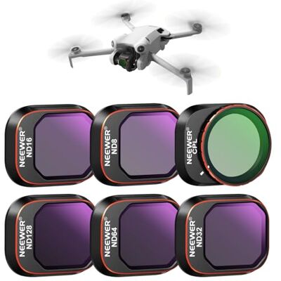 Neewer Conjunto de filtros ND&CPL de pressão compatíveis com DJI Mini 4 Pro, pacote de 6 filtros CPL e filtros de densidade neutra ND8 ND16 ND32 ND64 ND128 com moldura ultra fina de dupla face Neewer Conjunto de filtros ND&CPL de pressão compatíveis com DJI Mini 4 Pro, pacote de 6 filtros CPL e filtros de densidade neutra ND8 ND16 ND32 ND64 ND128 com moldura ultra fina de dupla face